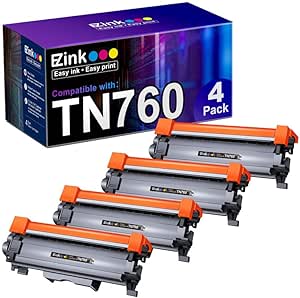 E-Z Ink Compatible TN760 Toner Cartridges Replacement for Brother TN-760 TN730 TN-730 to Use with HL-L2350DW HL-L2395DW HL-L2390DW HL-L2370DW MFC-L2750DW MFC-L2710DW DCP-L2550DW (Black, 4 Pack)