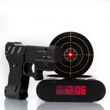 Stoga GVC001 Latest Fashion Digital Alarm Clock Lock N load Gun Alarm Clock Laser Target Gaming Clock-Black