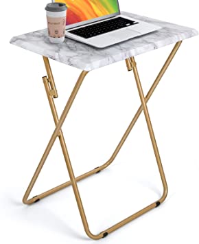 HUANUO Folding TV Tray Table -Stable Tray Table with No Assembly Required, TV Dinner Tray for Eating, Foldable Snack Tables for Bed & Sofa (Marbling)