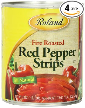 Roland Fire Roasted Peppers, Red Strips, 28 Ounce (Pack of 4)