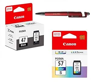 Canon PG 47 & CL 57 Small Ink Cartridge E400 E410 E417 E460 E470 E477 E480 E3170 E3177 E4270 with ITGLOBAL 3in1 Multi-Function Mobile Phone Stand, Stylus, Ballpoint Pen