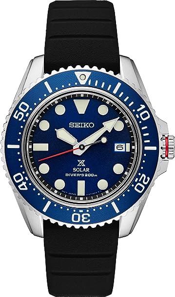 SEIKO PROSPEX Solar Diver's Blue Dial Black Rubber Watch SNE593