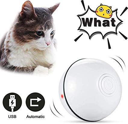 IDREAMO Smart Interactive Cat Toy Balls, 360 Degree Self Rotating Exercise Chase Ball, USB Rechargeable Pet Toy, Build-in Spinning Led Light, Stimulate Hunting Instinct for Your Kitty