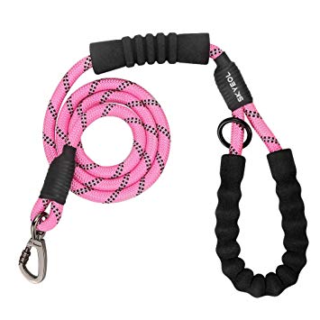 SKYEOL 5 FT Strong Dog Leash, Heavy Duty Dog Leash with Comfortable Padded Handle, 360° Swivel Clip and Highly Reflective Threads for Night Safety,Thick Durable Nylon Rope for Medium Large Dogs