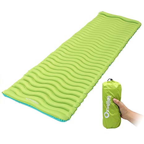 Exqline Sleeping Pad, Ultralight Inflatable Sleeping Pad Ultra-Compact Sleeping Mat Backpacking Camping Hiking Traveling
