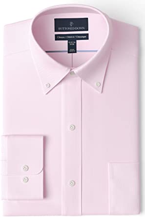 Buttoned Down Men's Standard Classic Fit Button Collar Solid Non-Iron Dress Shirt with Pocket