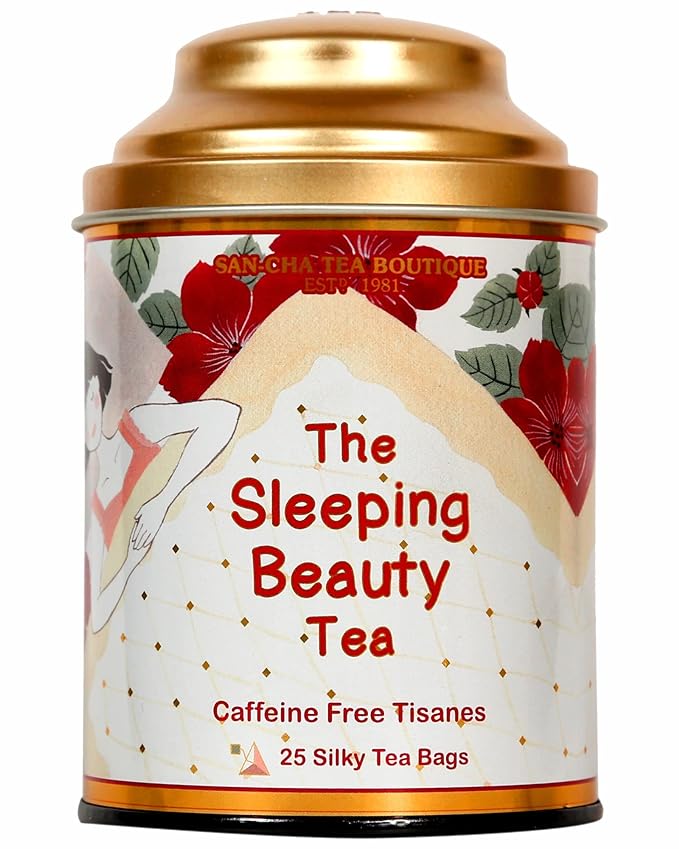 Sancha Tea Boutique, Sleeping Beauty Tea, Sleep Tea, Bedtime Tea, Caffeine Free Herbal Tea, 25 Pyramid Tea Bags, Real Vanilla, Lavender Flowers, Rose Flowers & Chamomile Flower Tea, Best Night Time Tea