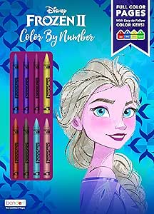 Disney Frozen 2 Elsa 32-Page Color by Number Activity Book with 8 Crayons 45824 Bendon