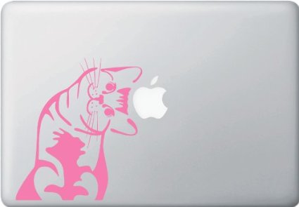 Cat - Whatcha Doin? - I Can Haz? - Macbook or Laptop Decal (5.5"w x 6"h) (Color Variations Available) (PINK)