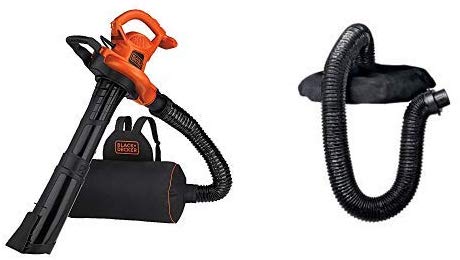 BLACK DECKER 3-in-1 Electric Leaf Blower, Leaf Vacuum, Mulcher with Leaf Collection Kit (BEBL7000 & BV-006)