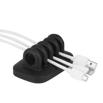 Idealstanley Cable Clip Holder Weighted Desktop Cord Management Fixture (Black)
