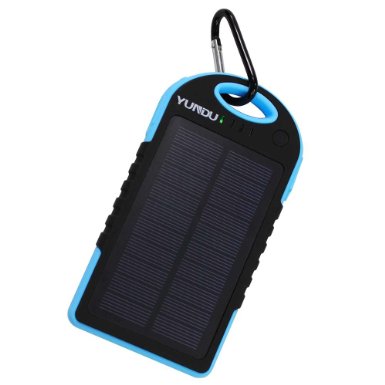 YUNDU Solar Charger 12000mAh Portable Rain-proof Dual-usb Outdoor Sport Hiking Travel Moble Power Bank Blue