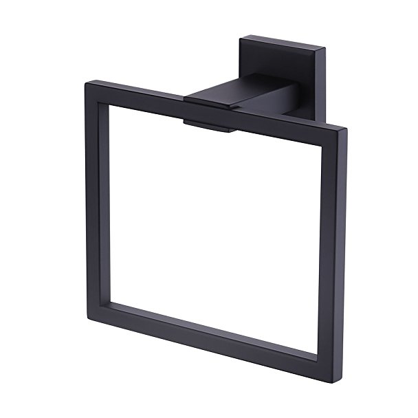 KES Towel Ring Bathroom Shower Towel Hanger Holder Matte Black SUS 304 Stainless Steel Modern Square Style Wall Mount, A2480-BK