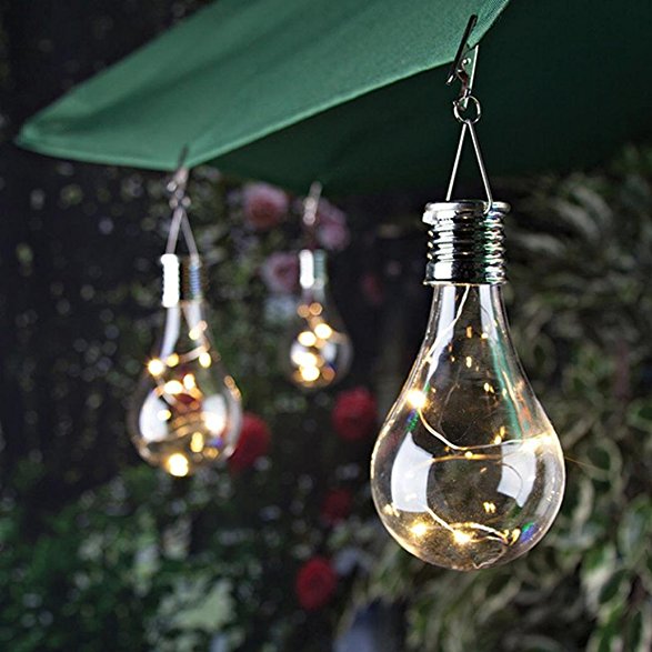 Solar Light Bulb Waterproof Solar Rotatable Outdoor Garden Camping Hanging LED Light Lamp Bulb (Warm White)