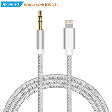Lightning to Aux Cable, Nikipa Nylon Braided Lightning to 3.5 mm Male Aux Stereo Audio Cable for iPhone X/8/8 Plus/7/7 Plus