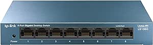 TP-Link TL-LS108G LAN Switch 8 Port Netzwerk Switch (Plug-and-Play Gigabit Switch LAN Splitter, Ethernet Hub lüfterlos, robustes Metallgehäuse)