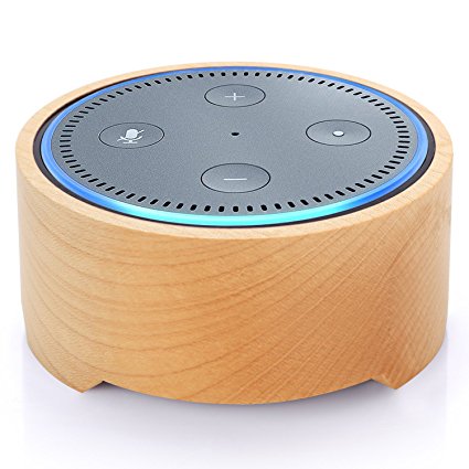 Natural Solid Wood Stand Holder for Alexa, Piqiu Simple Amazon Echo Dot Case for Echo Dot 2nd Generation, Jam Classic Speaker base -Nice Decoration for Kitchens and Living Room - Light color