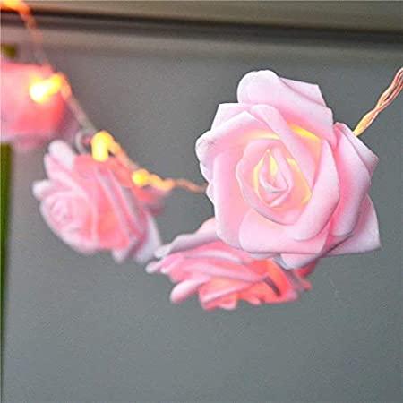 Battery String Lights, Valentine's Rose LED Lights, 20 LED 7.2ft Decorative Lighting with Timer Remote Control, 8 Modes for Indoor, Home, Wedding, Mother's Day, Holiday, Valentine’s Day Hot Pink