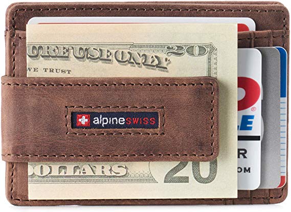 Alpine Swiss RFID Harper Money Clip Front Pocket Wallet For Men