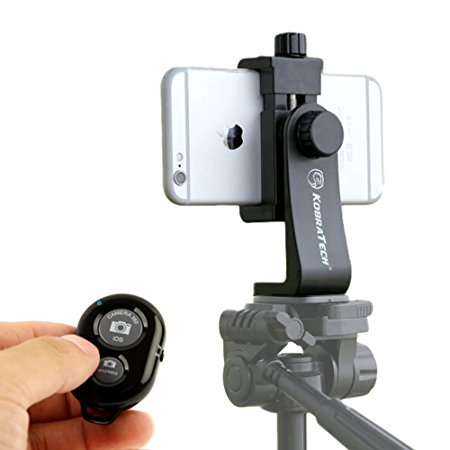 KobraTech Cell Phone Tripod Adapter - UniMount 360 - Universal Phone Tripod Mount Attachment for Any Size Smartphone - Includes Bonus Bluetooth Shutter Remote