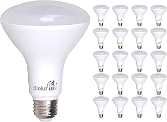 Bioluz LED 20 Pack 90 CRI BR30 Flood Light Bulbs Indoor Outdoor Instant ON DIMMABLE Daylight 5000K 65-95 Watt Replacement Using 9.5 Watts UL Listed Title 20 High Efficiency Lighting 20 Pack