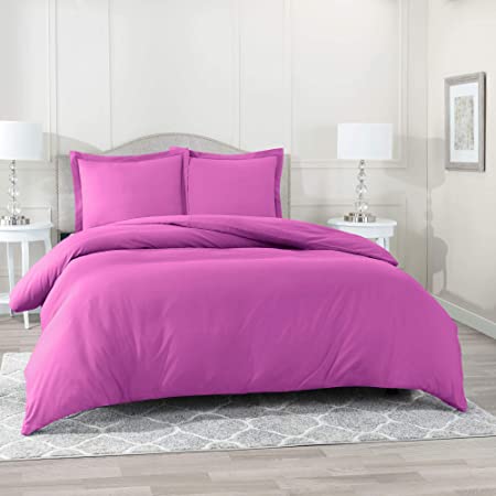 Nestl Bedding Duvet Cover 3 Piece Set – Ultra Soft Double Brushed Microfiber Hotel Collection – Comforter Cover with Button Closure and 2 Pillow Shams, Orchid Purple - Queen 90"x90"