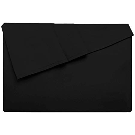 LiveComfort Flat Sheet, Queen Size Extra Soft Brushed Microfiber Flat Sheet, Machine Washable Wrinkle-Free Breathable (Black, Queen)