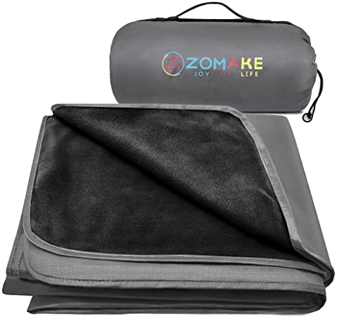 ZOMAKE Warm Fleece Outdoor Blanket Waterproof Lightweight Camping Blanket for Winter Picnic (Black and Dimgray)