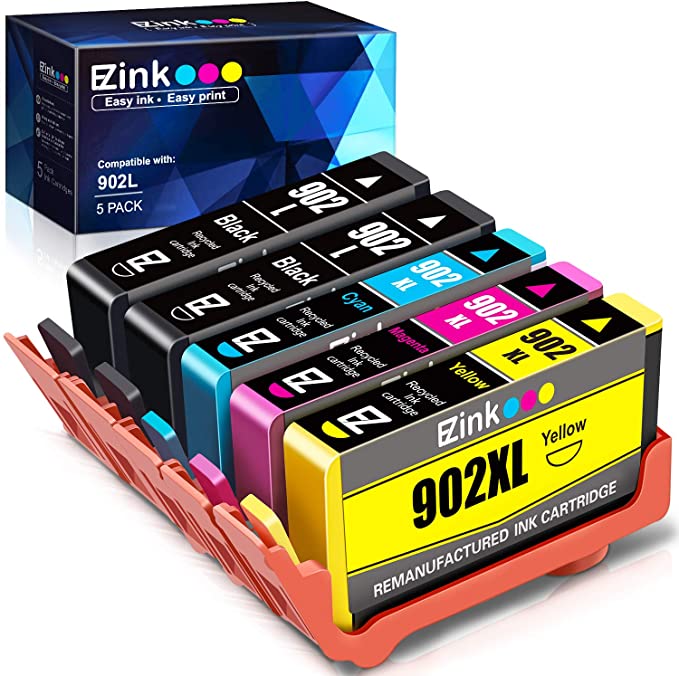 E-Z Ink (TM) Remanufactured Ink Cartridge Replacement for HP 902 902XL T902 to use with OfficeJet Pro 6968 6978 6970 6975 6954 6958 6960 6976 6962-New Upgraded Chips(Black,Cyan,Magenta,Yellow, 5 Pack)