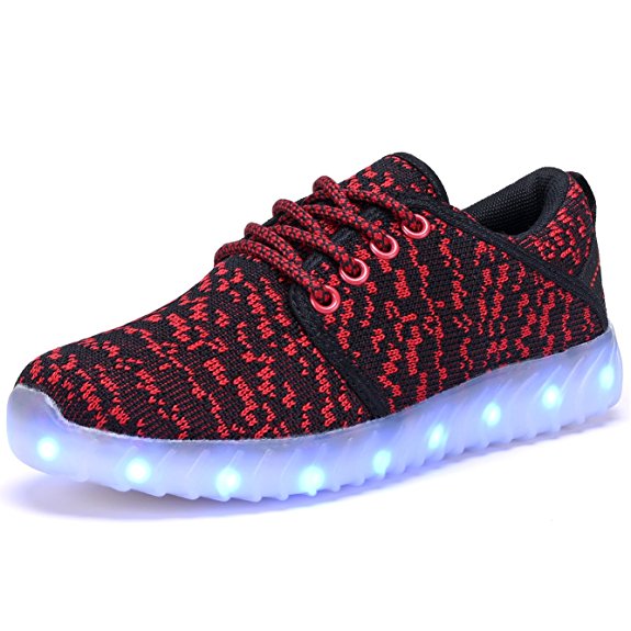 COODO Men Women Kids LED Shoes 7-Color-Lights USB Charging Light up Sneakers