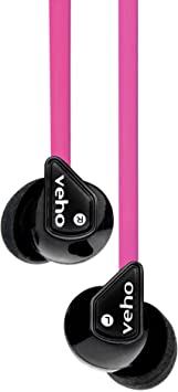 Veho Z-1 In-Ear Headphones | Anti Tangle Cable | Stereo Noise Isolating | Earbuds | Earphones - Pink (VEP-003-360Z1-P)