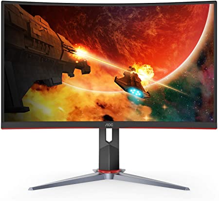 AOC C32G2 32" Curved Frameless Gaming Monitor FHD, 1500R Curved VA, 1ms, 165Hz, FreeSync, Height Adjustable, 3-Year Zero Dead Pixel Guarantee, Black