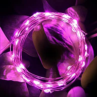 Alkbo Battery String Lights,Fairy Lights for Bedroom Wedding Party Christmas Halloween,10Ft 30LEDs (Purple)