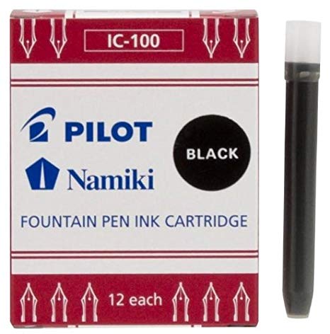 Pilot Namiki IC100 Fountain Pen Ink Cartridge, Black, 12 Cartridges per Pack (69100)