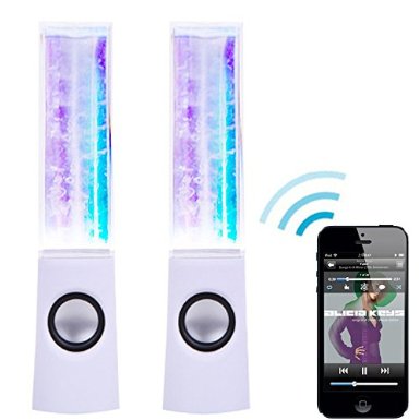 KevenAnna Bluetooth Colorful LED Fountain Dancing Water Speakers for iPhone iPad Cellphone PC White