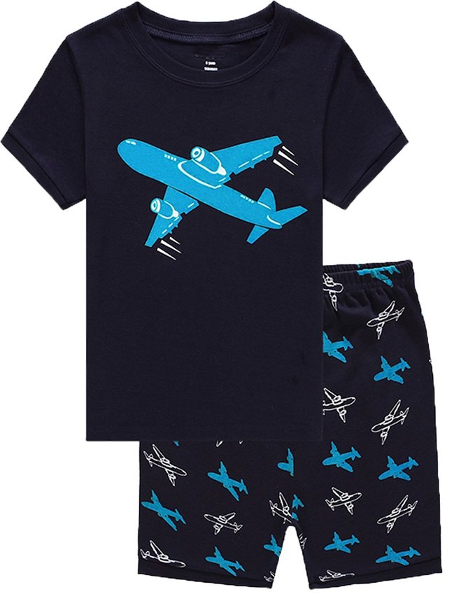 IF Pajamas Airplane Little Boys Shorts Set Pajamas 100% Cotton Clothes Toddler Kid
