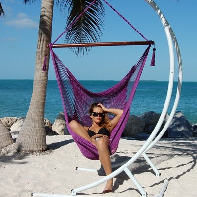 Large Caribbean Hammock Chair - 48 Inch - Polyester - Hanging Chair - purple