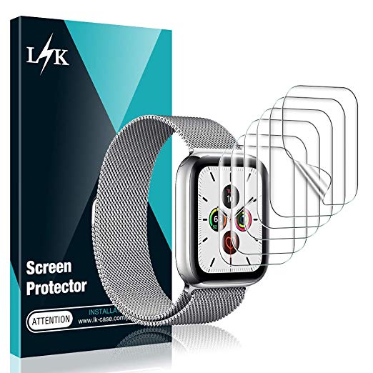 L K 6 Pack Screen Protector for Apple Watch 40mm Series 4/5 and 38mm Series 1/2/3,HD Clear Flexible Premium TPU Film [Case Friendly] [Bubble-Free] [No Lifted Edges] [Not Wet Application] TPU Soft Film