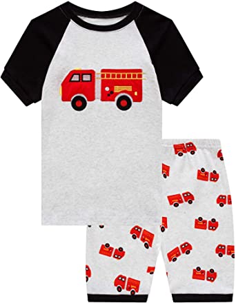 Little Big Boys Summer Snug-Fit Pajamas Short 100% Cotton Kids Pjs Sets