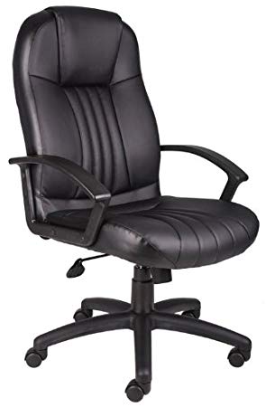 Boss Office Products B7641 High Back Leather Plus Chair in Black