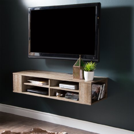 South Shore City Life Wall Mounted Media Console, 48", Weathered Oak