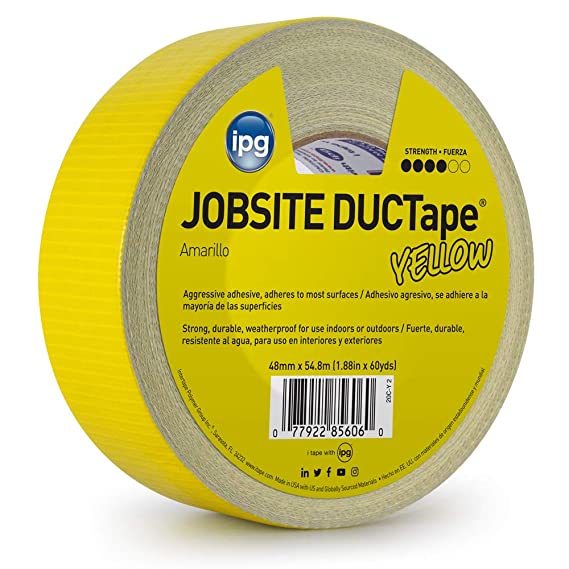 IPG JobSite DUCTape, Colored Duct Tape, 1.88" x 60 yd, Yellow  (Single Roll)