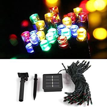 LED String Lights, Hann Solar Christmas Lights 39ft 100 LEDs 8 Working Modes Ambiance lighting for Outdoor Patio Lawn Landscape Fairy Garden Home Wedding Holiday, Waterproof Multi-Color