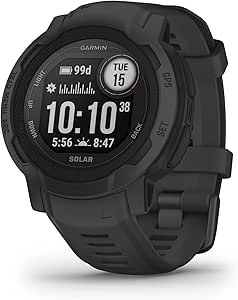 Garmin Instinct 2 Solar, GPS Outdoor Watch, Solar Charging Capabilities, Multi-GNSS Support, Tracbak Routing, Graphite (Renewed)