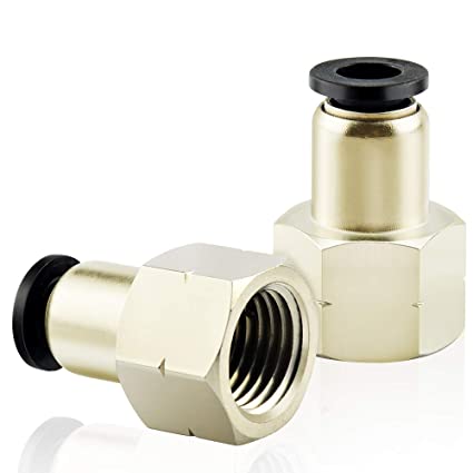 Tailonz Pneumatic Female Straight 1/4 Inch Tube OD x 1/4 Inch NPT Thread Push to Connect Fittings PCF-1/4-N2(Pack of 2)