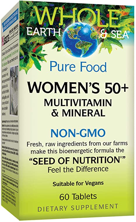 Whole Earth & Sea from Natural Factors, Women's 50  Multivitamin & Mineral, Vegan, 60 tablets (30 servings)