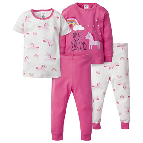 GERBER Girls' 4-Piece Pajama Set