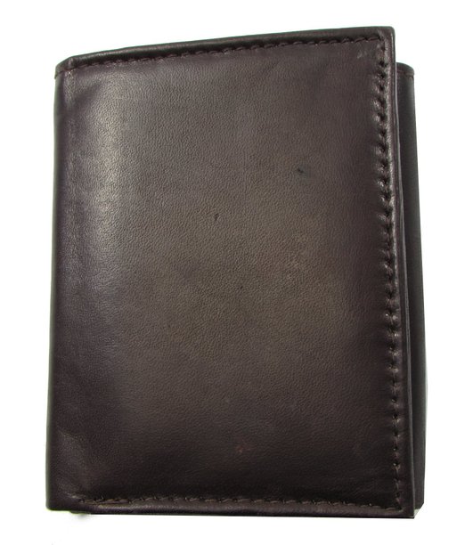 Durable Mens Wallet Brown Cowhide Leather 12 Credit Card Slots Zipper Coin Pouch