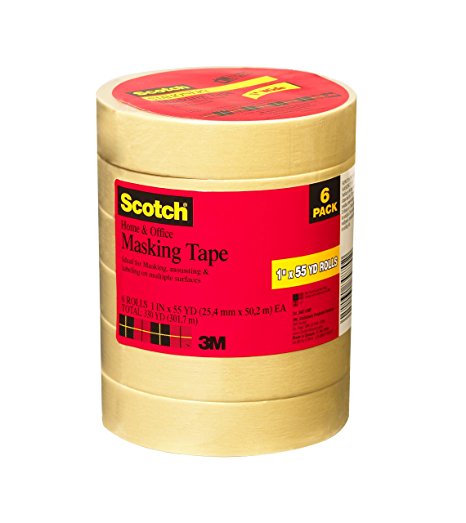 Scotch Home and Office Masking Tape, 1-Inch x 55 Yards, 6 Rolls (3437-6-MP)