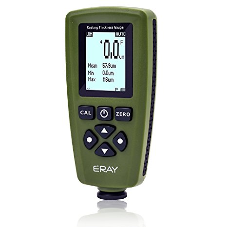 Eray Digital Coating Paint Thickness Gauge Meter with Backlight LCD Display, Army Green